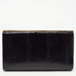 Pre Owned Jimmy Choo Black Karung Leather Cayla Clutch