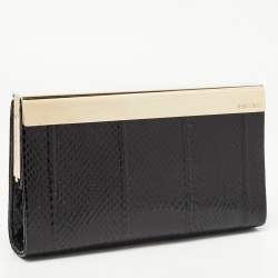 Pre Owned Jimmy Choo Black Karung Leather Cayla Clutch
