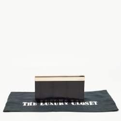 Pre Owned Jimmy Choo Black Karung Leather Cayla Clutch
