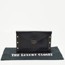 Pre Owned Jimmy Choo Black Glossy Leather Lockett Envelope Clutch