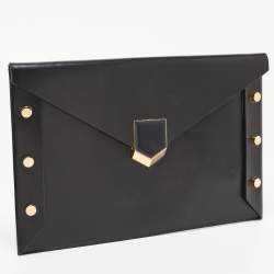 Pre Owned Jimmy Choo Black Glossy Leather Lockett Envelope Clutch