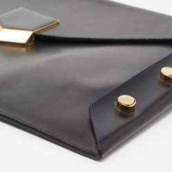 Pre Owned Jimmy Choo Black Glossy Leather Lockett Envelope Clutch