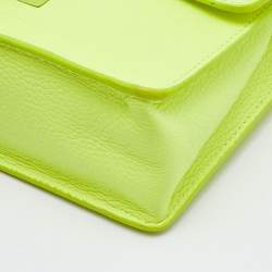 Pre Owned Jimmy Choo Neon Green Leather Mini Rebel Bag