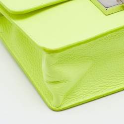 Pre Owned Jimmy Choo Neon Green Leather Mini Rebel Bag