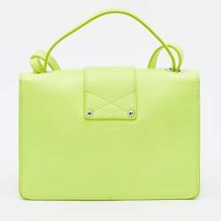 Pre Owned Jimmy Choo Neon Green Leather Mini Rebel Bag