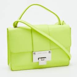 Pre Owned Jimmy Choo Neon Green Leather Mini Rebel Bag