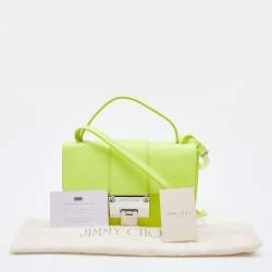 Pre Owned Jimmy Choo Neon Green Leather Mini Rebel Bag