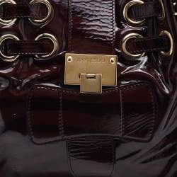 Pre Owned Jimmy Choo Brown Zebra Print Patent Leather Ramona Shoulder Bag
