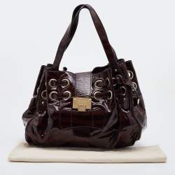 Pre Owned Jimmy Choo Brown Zebra Print Patent Leather Ramona Shoulder Bag