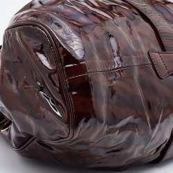 Pre Owned Jimmy Choo Brown Zebra Print Patent Leather Ramona Shoulder Bag