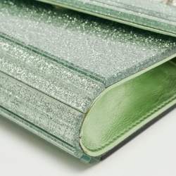 Pre Owned Jimmy Choo Mint Green Glitter Acrylic Candy Chain Clutch