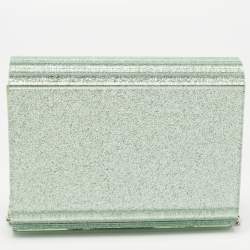 Pre Owned Jimmy Choo Mint Green Glitter Acrylic Candy Chain Clutch