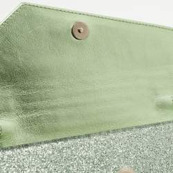 Pre Owned Jimmy Choo Mint Green Glitter Acrylic Candy Chain Clutch