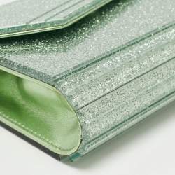 Pre Owned Jimmy Choo Mint Green Glitter Acrylic Candy Chain Clutch