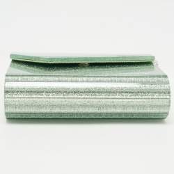 Pre Owned Jimmy Choo Mint Green Glitter Acrylic Candy Chain Clutch