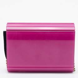 Jimmy Choo Pink Acrylic and Alcantara Candy Chain Clutch 