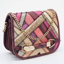 Pre Owned Jimmy Choo Multicolor Leather and Watersnake Leather Zadie Crossbody Bag