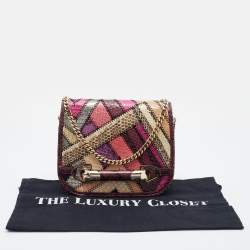 Pre Owned Jimmy Choo Multicolor Leather and Watersnake Leather Zadie Crossbody Bag