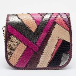 Pre Owned Jimmy Choo Multicolor Leather and Watersnake Leather Zadie Crossbody Bag