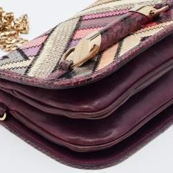 Pre Owned Jimmy Choo Multicolor Leather and Watersnake Leather Zadie Crossbody Bag