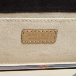 Jimmy Choo Black/Gold Graphic Mirror Patchwork Acrylic and Suede Candy Chain Clutch