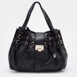 Pre Owned Jimmy Choo Black Leather Ramona Shoulder Bag