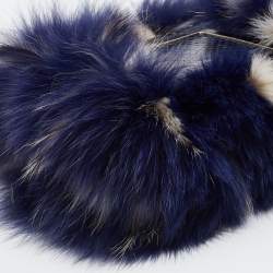 Jimmy Choo Blue Feathered Fox Fur and Python Ava Crossbody Bag