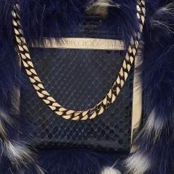 Jimmy Choo Blue Feathered Fox Fur and Python Ava Crossbody Bag