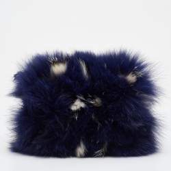 Jimmy Choo Blue Feathered Fox Fur and Python Ava Crossbody Bag