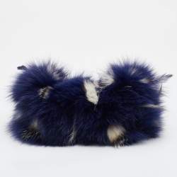 Jimmy Choo Blue Feathered Fox Fur and Python Ava Crossbody Bag