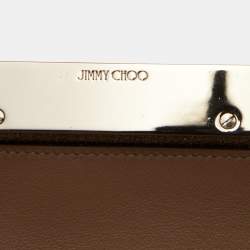 Pre Owned Jimmy Choo Gold Glitter Ellipse Chain Clutch