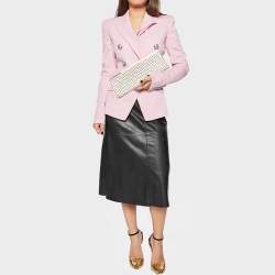 Pre Owned Jimmy Choo Off White Lasercut Leather Frame Long Clutch