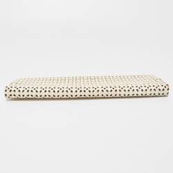 Pre Owned Jimmy Choo Off White Lasercut Leather Frame Long Clutch