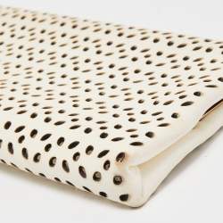 Pre Owned Jimmy Choo Off White Lasercut Leather Frame Long Clutch