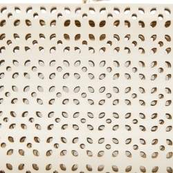 Pre Owned Jimmy Choo Off White Lasercut Leather Frame Long Clutch