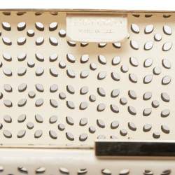 Pre Owned Jimmy Choo Off White Lasercut Leather Frame Long Clutch