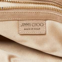 Pre Owned Jimmy Choo Beige Shimmering Suede Chandra Clutch