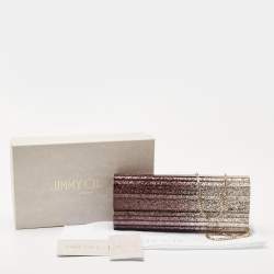 Pre Owned Jimmy Choo Gold Ombre Glitter Acrylic Sweetie Chain Clutch