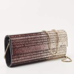 Pre Owned Jimmy Choo Gold Ombre Glitter Acrylic Sweetie Chain Clutch