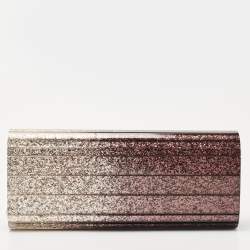 Pre Owned Jimmy Choo Gold Ombre Glitter Acrylic Sweetie Chain Clutch