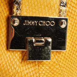 Jimmy Choo Yellow Python Effect Leather Fringed  Hobo