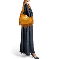 Jimmy Choo Yellow Python Effect Leather Fringed  Hobo