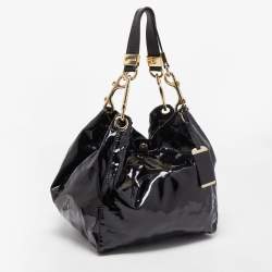 Pre Owned Jimmy Choo Black Patent Leather Lola Hobo