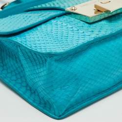 Pre Owned Jimmy Choo Light Blue Watersnake Leather Rebel Crossbody Bag