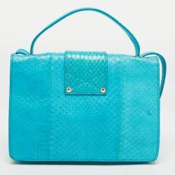 Pre Owned Jimmy Choo Light Blue Watersnake Leather Rebel Crossbody Bag