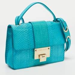 Pre Owned Jimmy Choo Light Blue Watersnake Leather Rebel Crossbody Bag