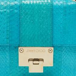 Pre Owned Jimmy Choo Light Blue Watersnake Leather Rebel Crossbody Bag