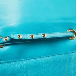 Pre Owned Jimmy Choo Light Blue Watersnake Leather Rebel Crossbody Bag