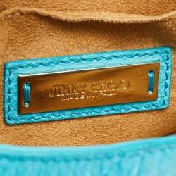 Pre Owned Jimmy Choo Light Blue Watersnake Leather Rebel Crossbody Bag