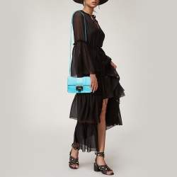 Pre Owned Jimmy Choo Light Blue Watersnake Leather Rebel Crossbody Bag